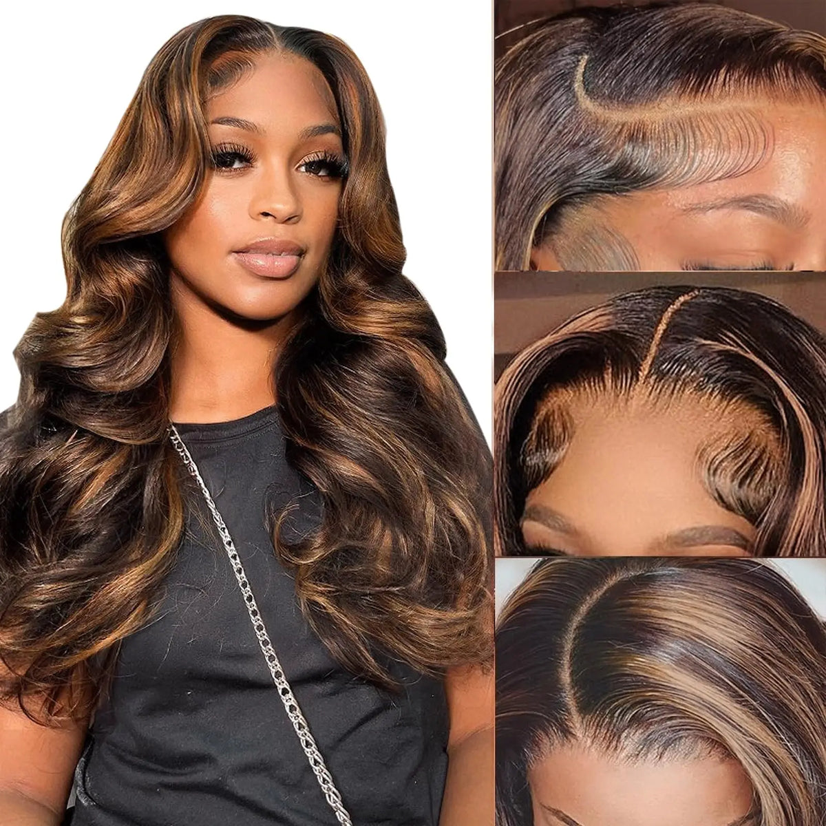 4/27 Highlight Body Wave Human Hair Wig