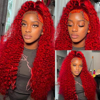 40 Inch Hot Red Deep Wave 13x6 HD Lace Frontal Wig – Brazilian Human Hair