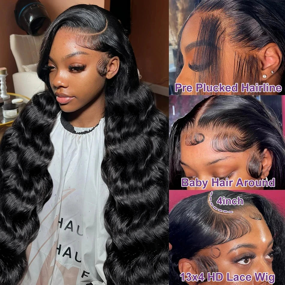 Natural Black Body Wave HD Lace Wig – 5x5 | 13x4 | 13x6 | 150% & 180% Density