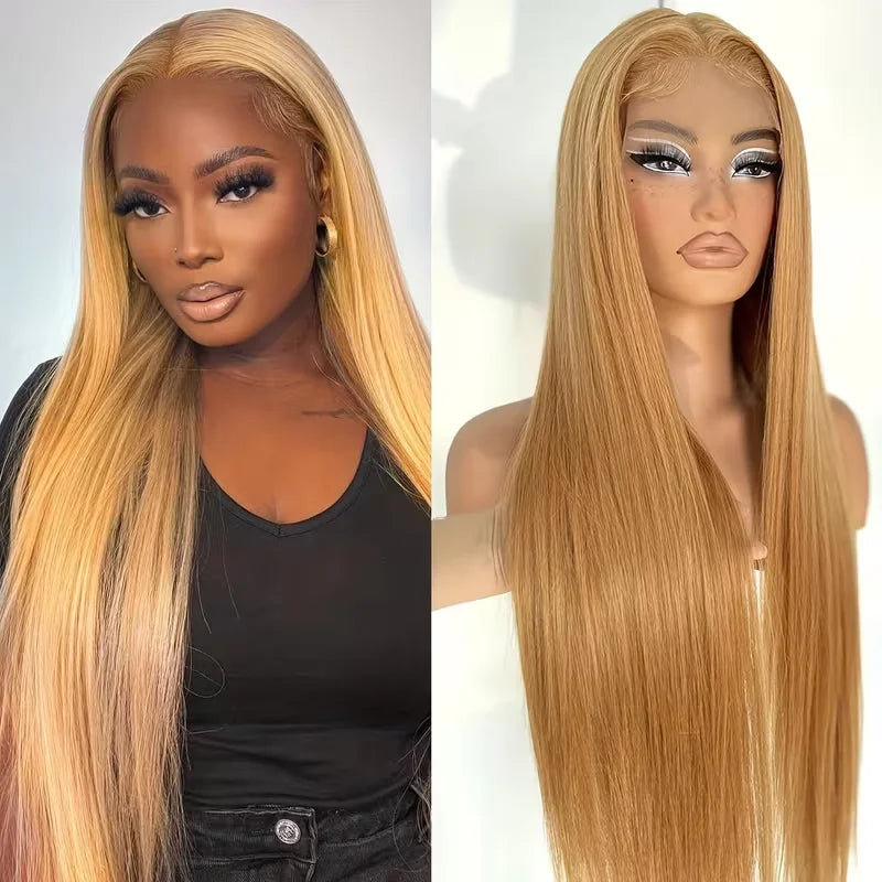 #27 Honey Blonde Straight HD Lace Wig – 13x4 & 13x6 | 200% & 220% Density | 18–36 Inches