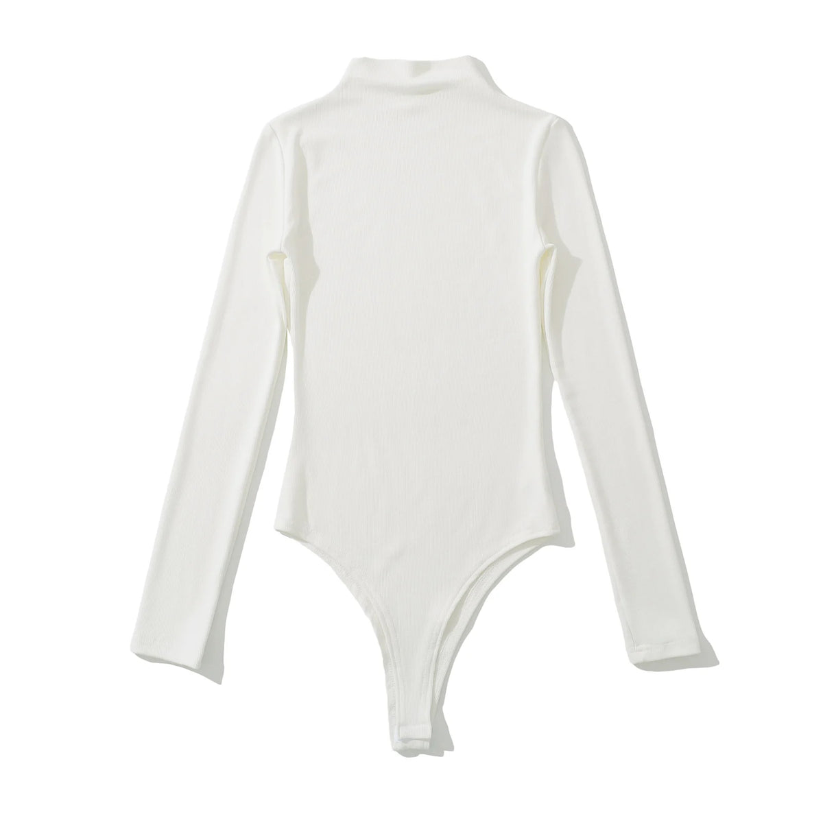 Stand Collar Ribbed Long Sleeve Bodycon Romper