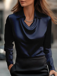 Vintage Satin Long Sleeve Silk Blouse