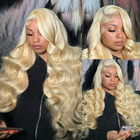 46 Inch 613 Honey Blonde Lace Front Wig 13x6 HD Transparent Lace Frontal 200 Density Body Wave Pre Plucked Bleached Knots