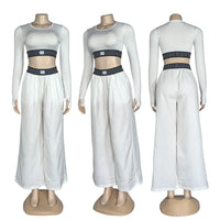 Long Sleeve Crop Top & Wide-Leg Pants Set