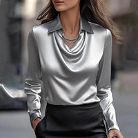Vintage Satin Long Sleeve Silk Blouse