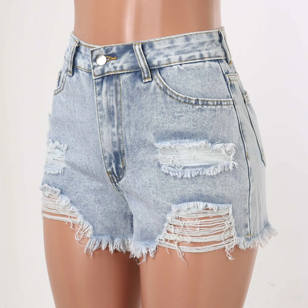 Women'S Jeans Shorts Casual Summer Fashion Ripped Jeans Pants with Holes Washed Color High-Waisted Fashion Denim Shorts 2024