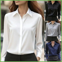 Long Sleeve Turn-Down Collar Formal Blouse