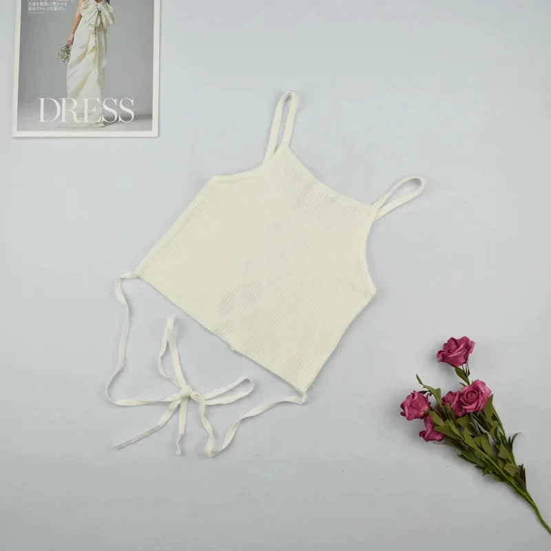 Lace-Up Sleeveless Bandage Crop Top