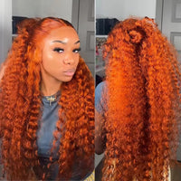 Ginger Orange Water Wave Curly HD Lace Wig – Brazilian Virgin Human Hair