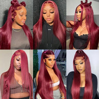 200 Density 99J Straight 13x6 HD Lace Front Wig – 46 Inch Human Hair