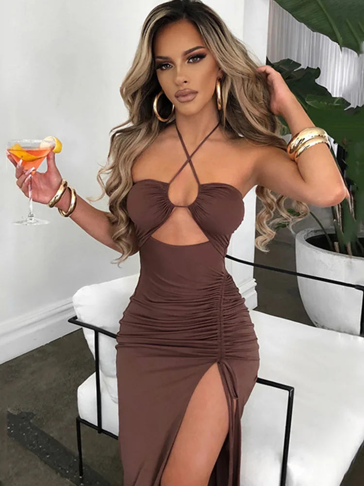 Sleeveless Backless Bodycon Midi Dress