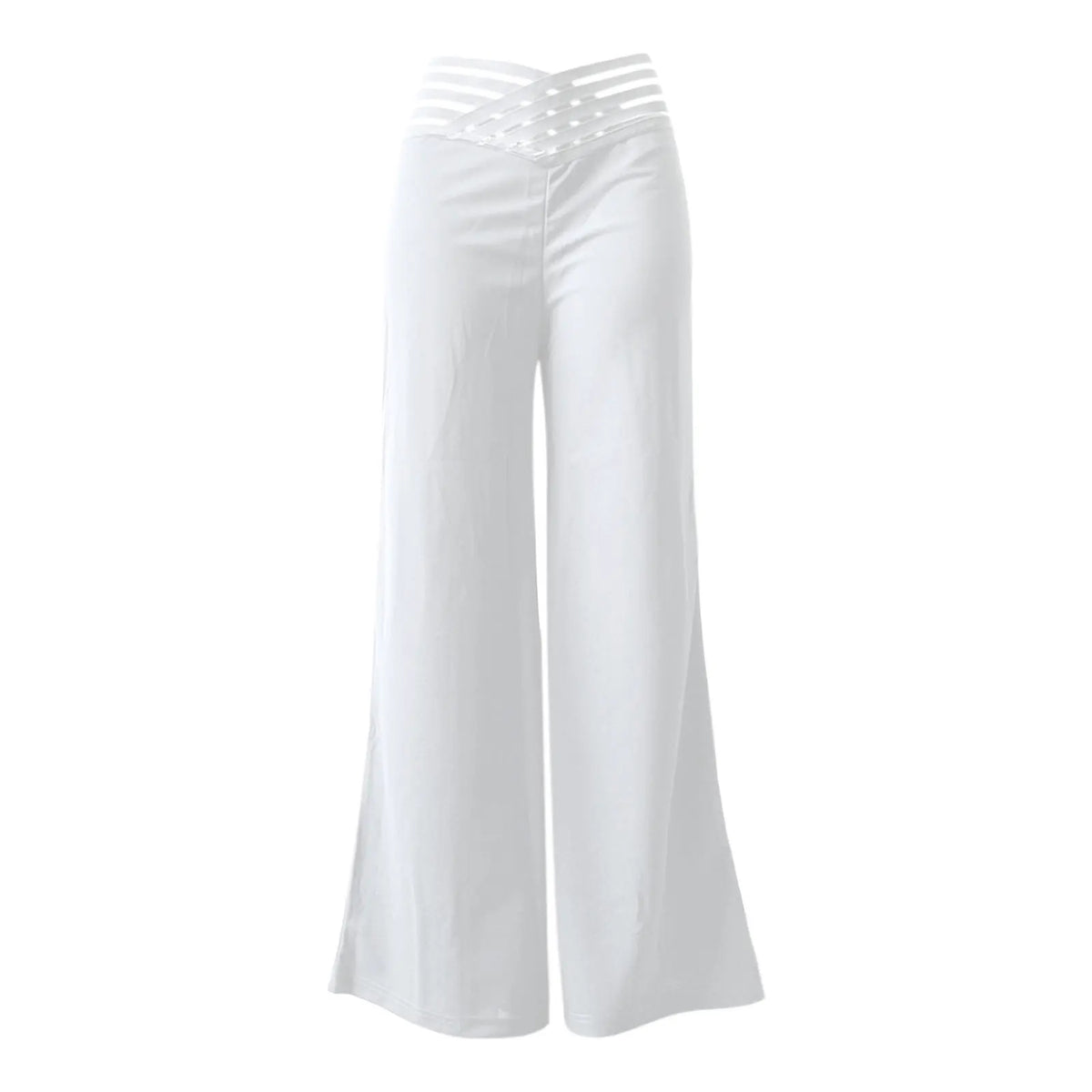 High Waist Mesh Patch Wide-Leg Trousers