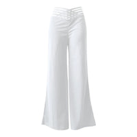 High Waist Mesh Patch Wide-Leg Trousers