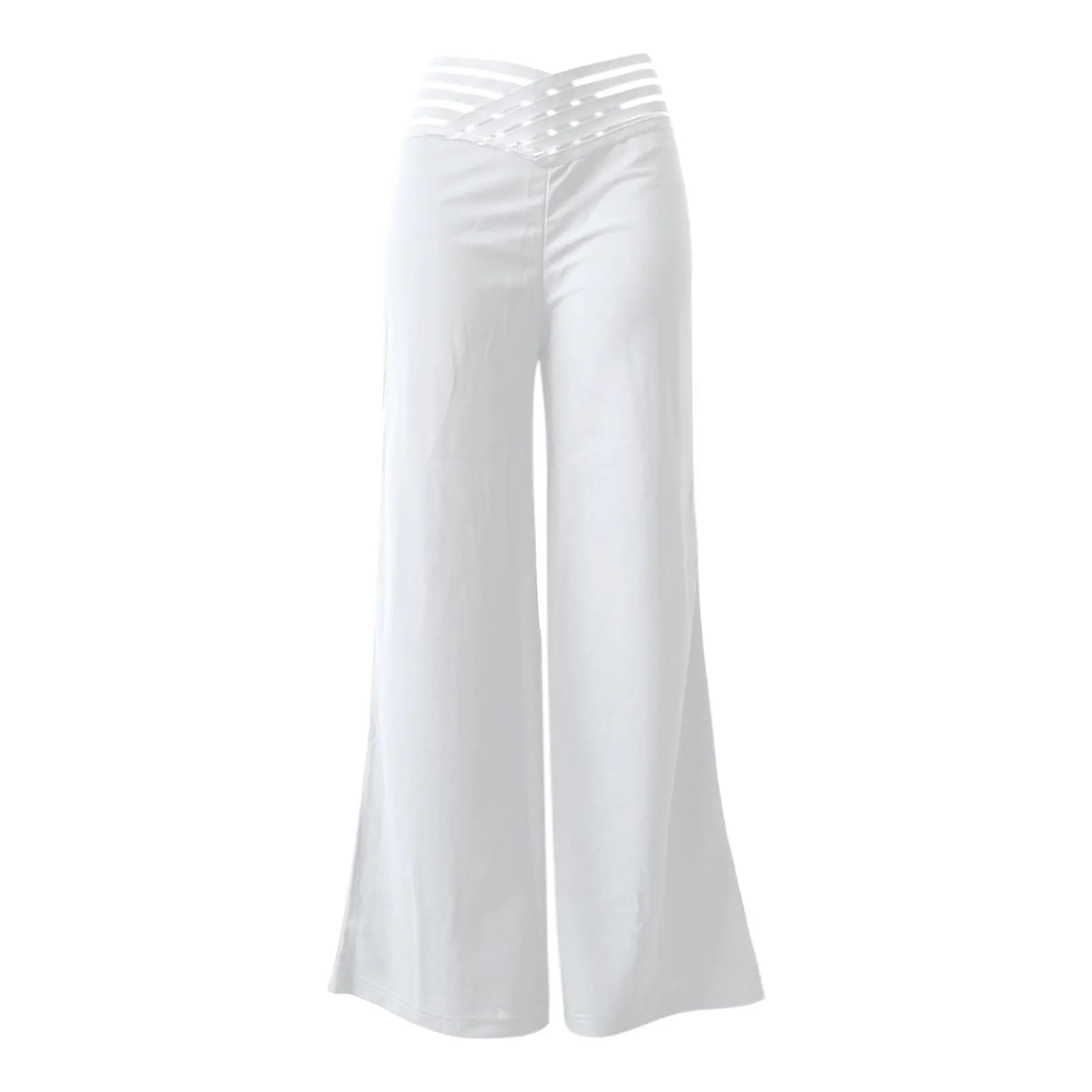 High Waist Mesh Patch Wide-Leg Trousers