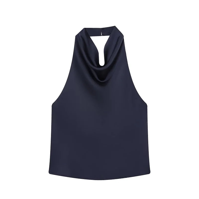Satin Backless Halter Camisole Top