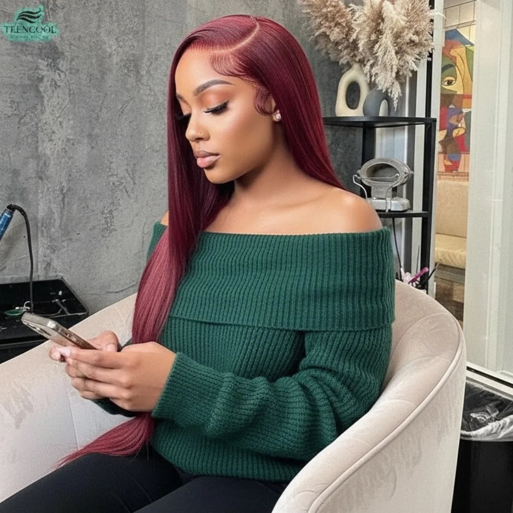 99J Burgundy Straight HD Lace Wig – 13x4 & 13x6