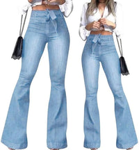 High Waisted Flare Jeans for Women Bell Bottom Jeans with Belt for Women Stretch Wide Leg Jeans