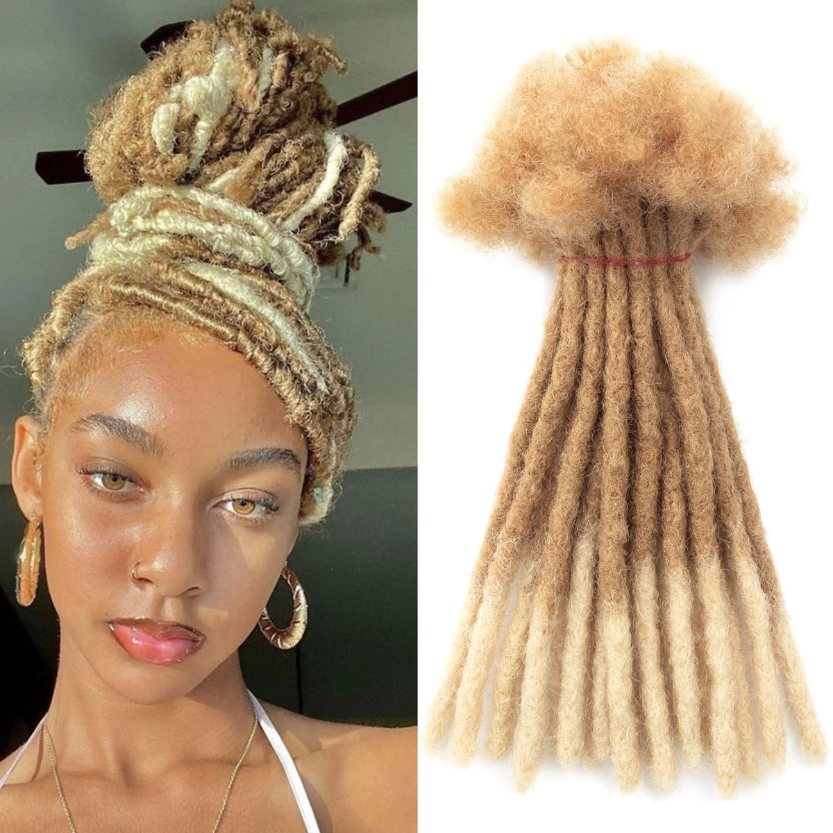 Human Hair Dreadlock Extensions – 27/613 Blonde