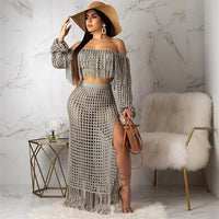 Fringed Tassel Crochet Hollow-Out Maxi Dress