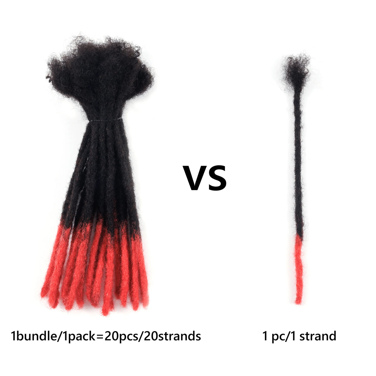Human Hair Dreadlock Extensions – 1B Red