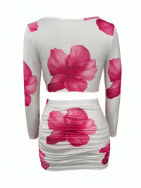 Floral Print Front Knot Cutout Mini Dress