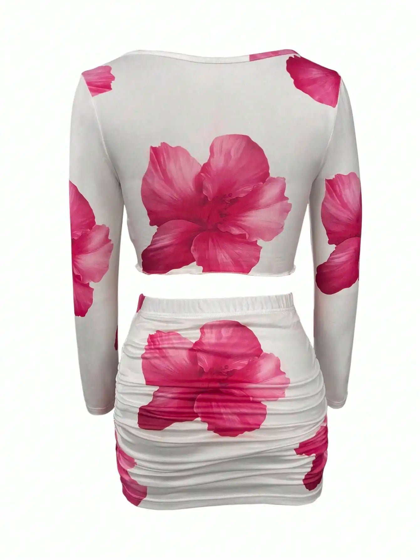 Floral Print Front Knot Cutout Mini Dress