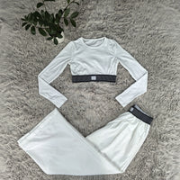Long Sleeve Crop Top & Wide-Leg Pants Set