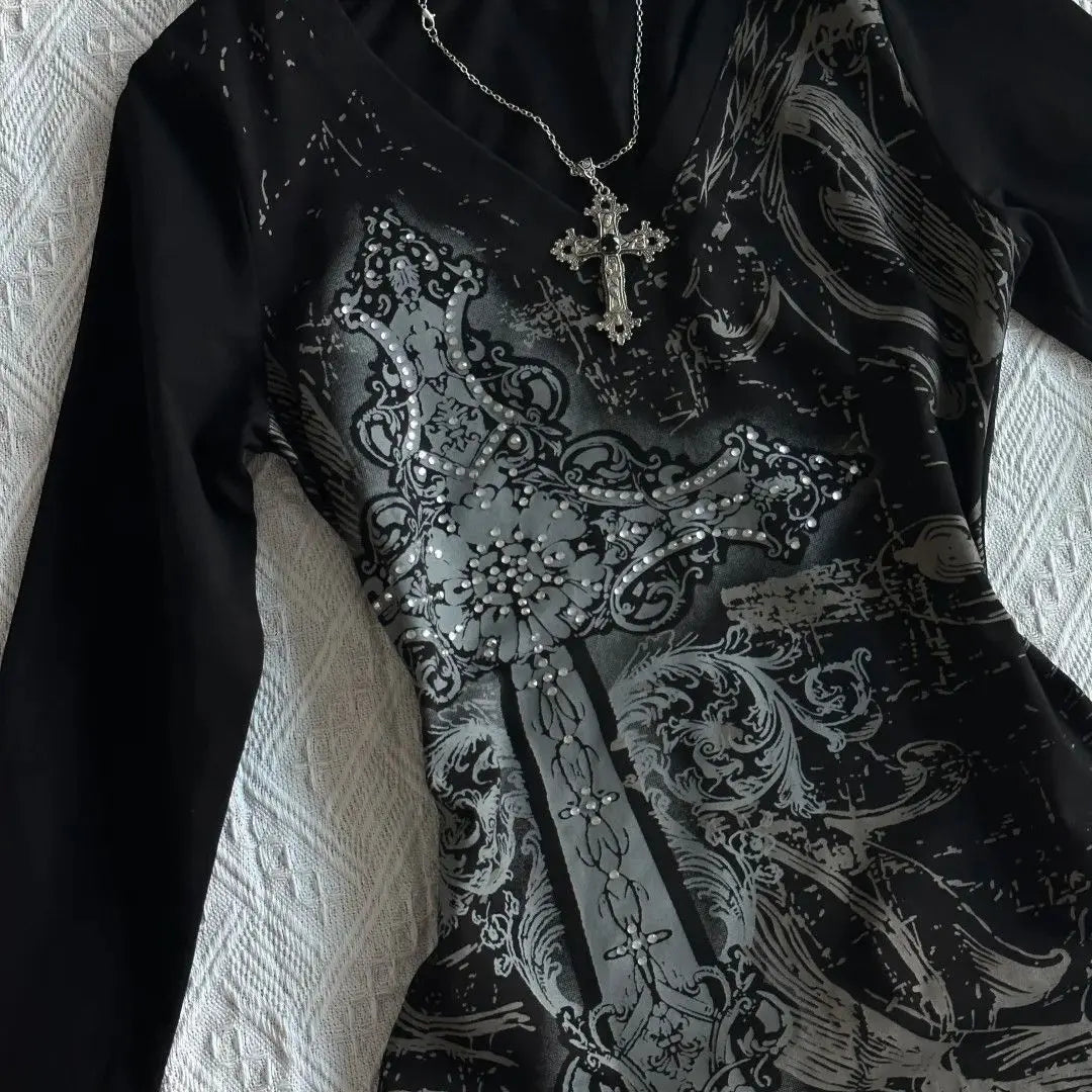 Y2K Vintage Gothic Long Sleeve Tee