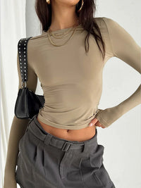 Solid Slim Fit Long Sleeve Pullover Tee