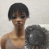 Afro Kinky Curly Hair Topper with Bangs