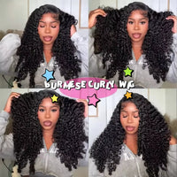 Burmese 220% Curly Human Hair Wig HD Transparent Lace Front 13x6 13x4 with Natural Baby Hair 40-46 Inch For Women