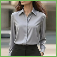 Long Sleeve Turn-Down Collar Formal Blouse