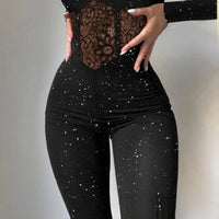 Lace Mesh Long Sleeve High Waist Bodysuit Romper