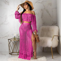 Fringed Tassel Crochet Hollow-Out Maxi Dress