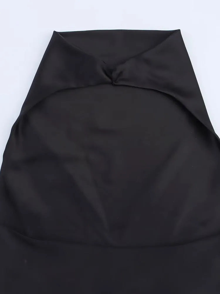 Satin Backless Halter Mini Dress
