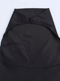 Satin Backless Halter Mini Dress