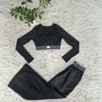 Long Sleeve Crop Top & Wide-Leg Pants Set