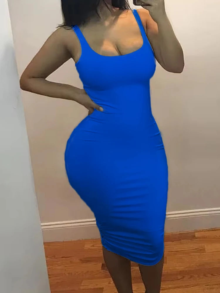 Sleeveless Solid Mini Tank Dress