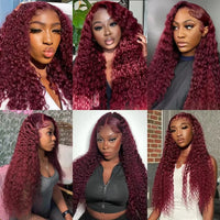 99J Burgundy Deep Wave & Curly HD Lace Wig – 13x4 & 13x6 | 180% & 200% Density