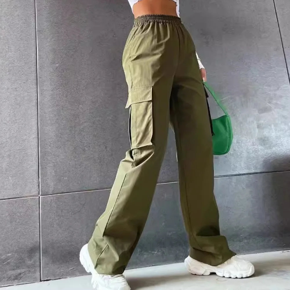 High Waist Wide-Leg Cargo Trousers