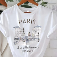 Paris Print Short Sleeve Crew Neck Tee