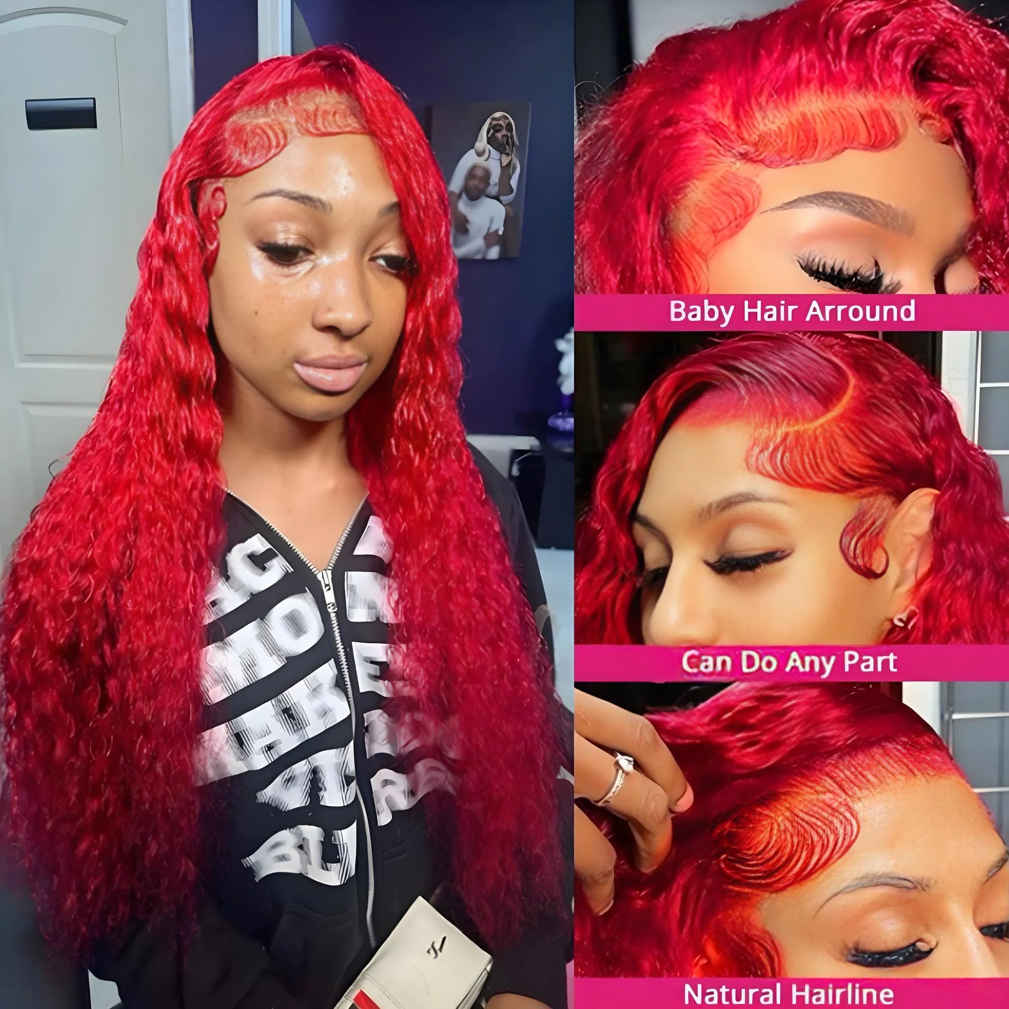 40 Inch Hot Red Deep Wave 13x6 HD Lace Frontal Wig – Brazilian Human Hair