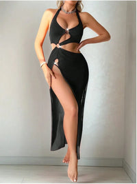 Backless Slit Maxi Bikini Cover-Up Dress