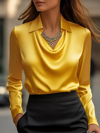 Vintage Satin Long Sleeve Silk Blouse