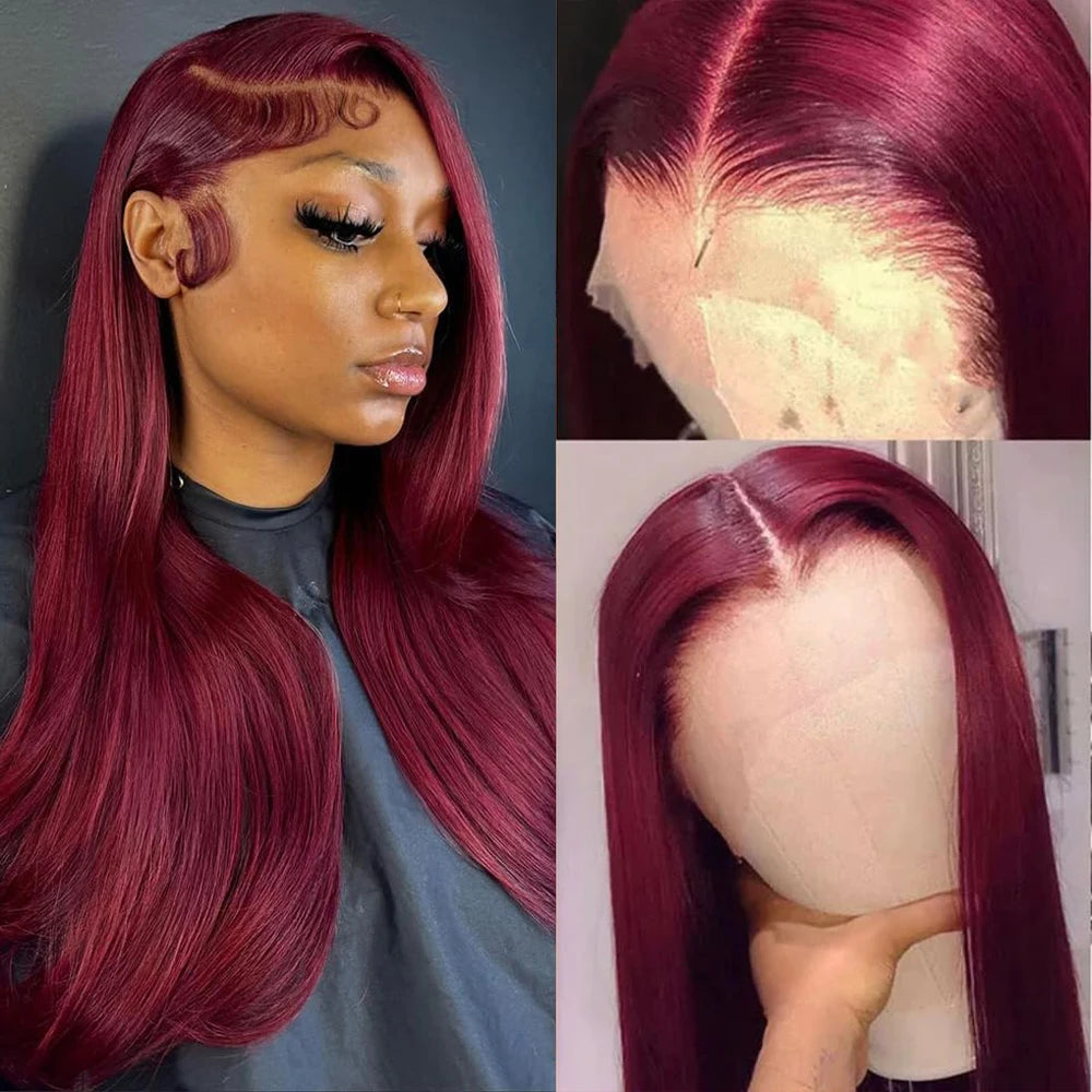 99J Burgundy Straight HD Lace Wig – 13x4 & 13x6