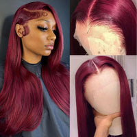 99J Burgundy Straight HD Lace Wig – 13x4 & 13x6