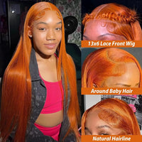 Ginger Orange Straight HD Lace Wig – 13x4 & 13x6 | 180–200 Density