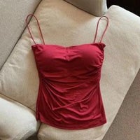 New Women'S Halter Top Summer Korean Style Trend Fashion Built-In Women'S Bra Stretch Women'S Beach Everyday Casual Tank Top