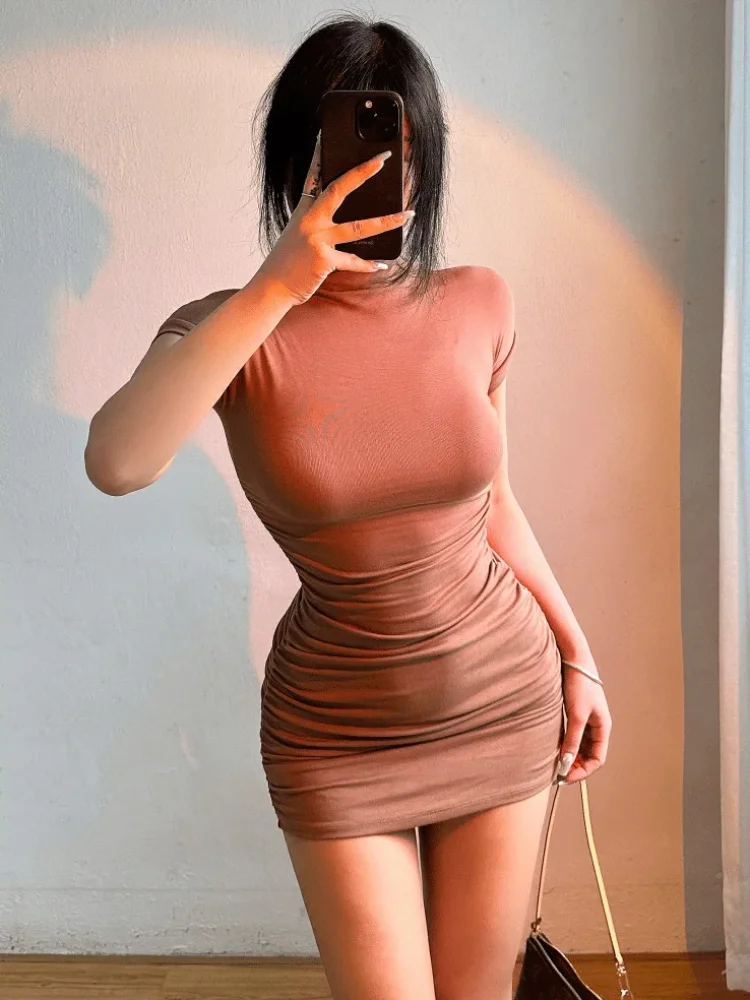 Pleated Waist Mini Dress