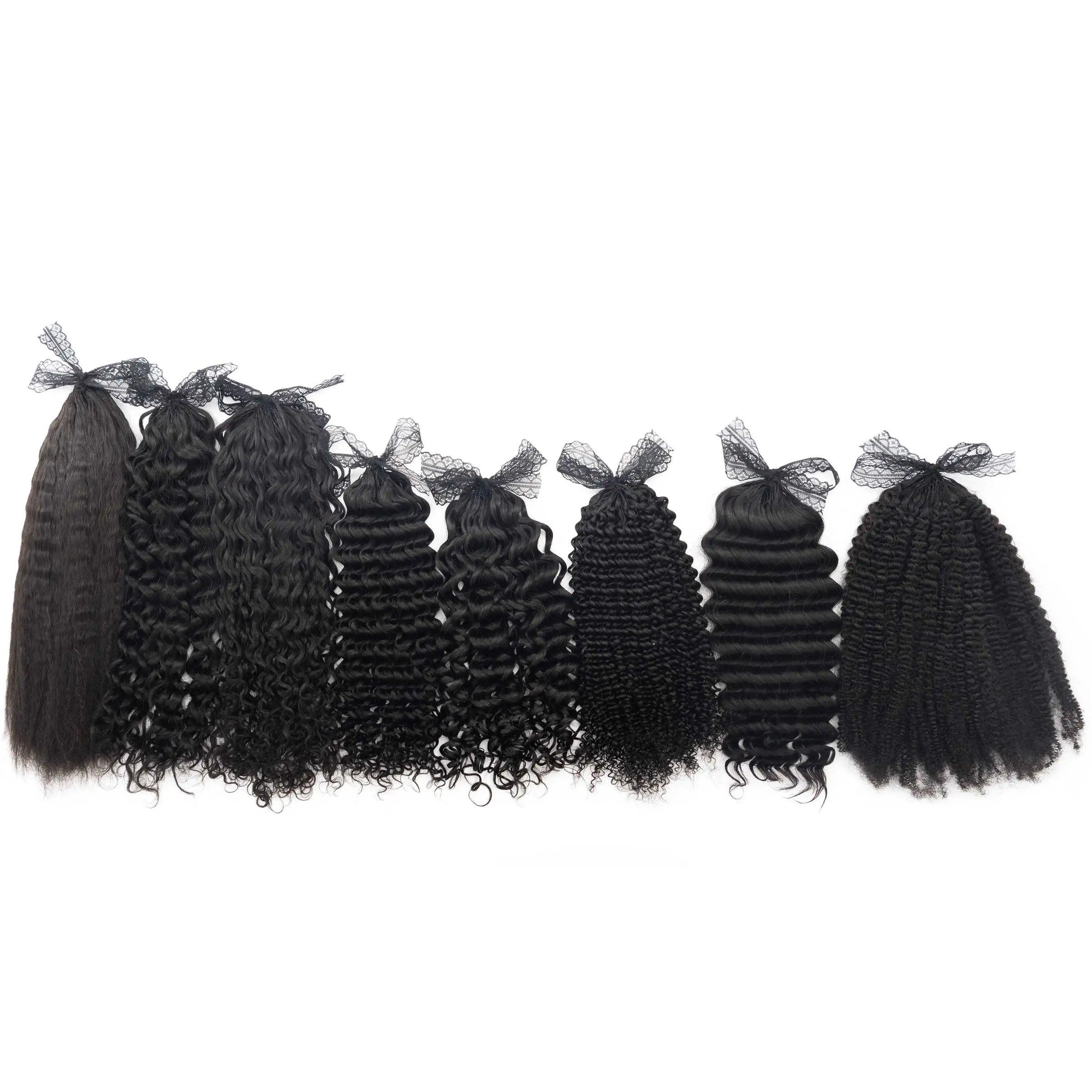 Soft Fashion Feather Crochet Hair Extensions 100% Human Hair Crochet Curly for Braiding Hair Extensions